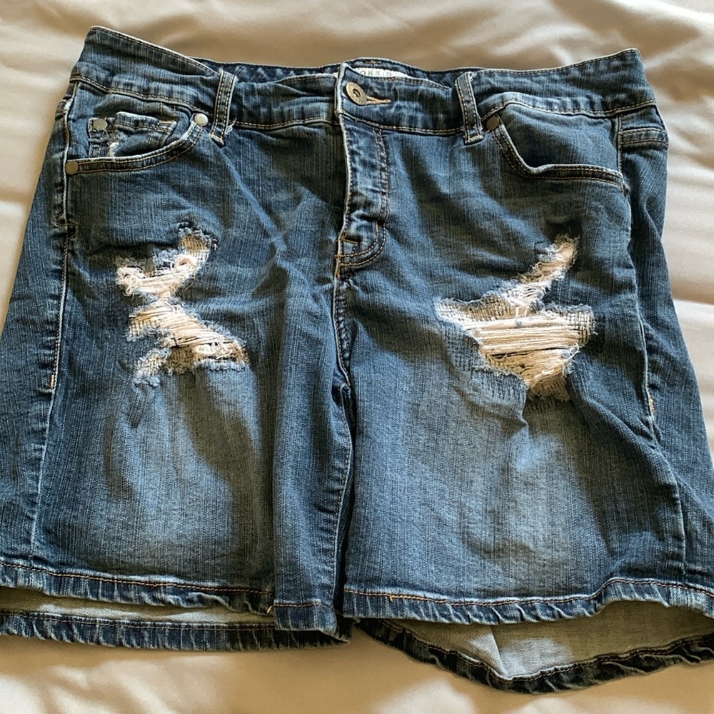 Distressed Torrid denim shorts